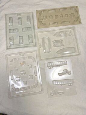 Set of 5 Vintage Chocolate Candy Molds Boats, Trains, Cars, Trucks Vehicles